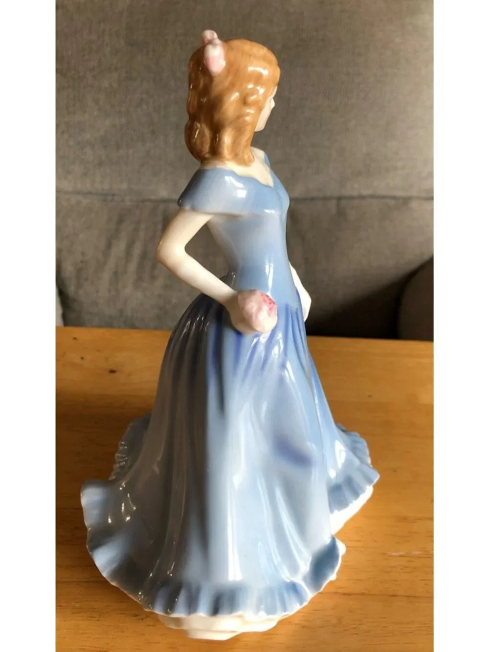 Royal Doulton Porcelain Lady Prototype Figurine Blue Dress Pink Flowers Girl Sta